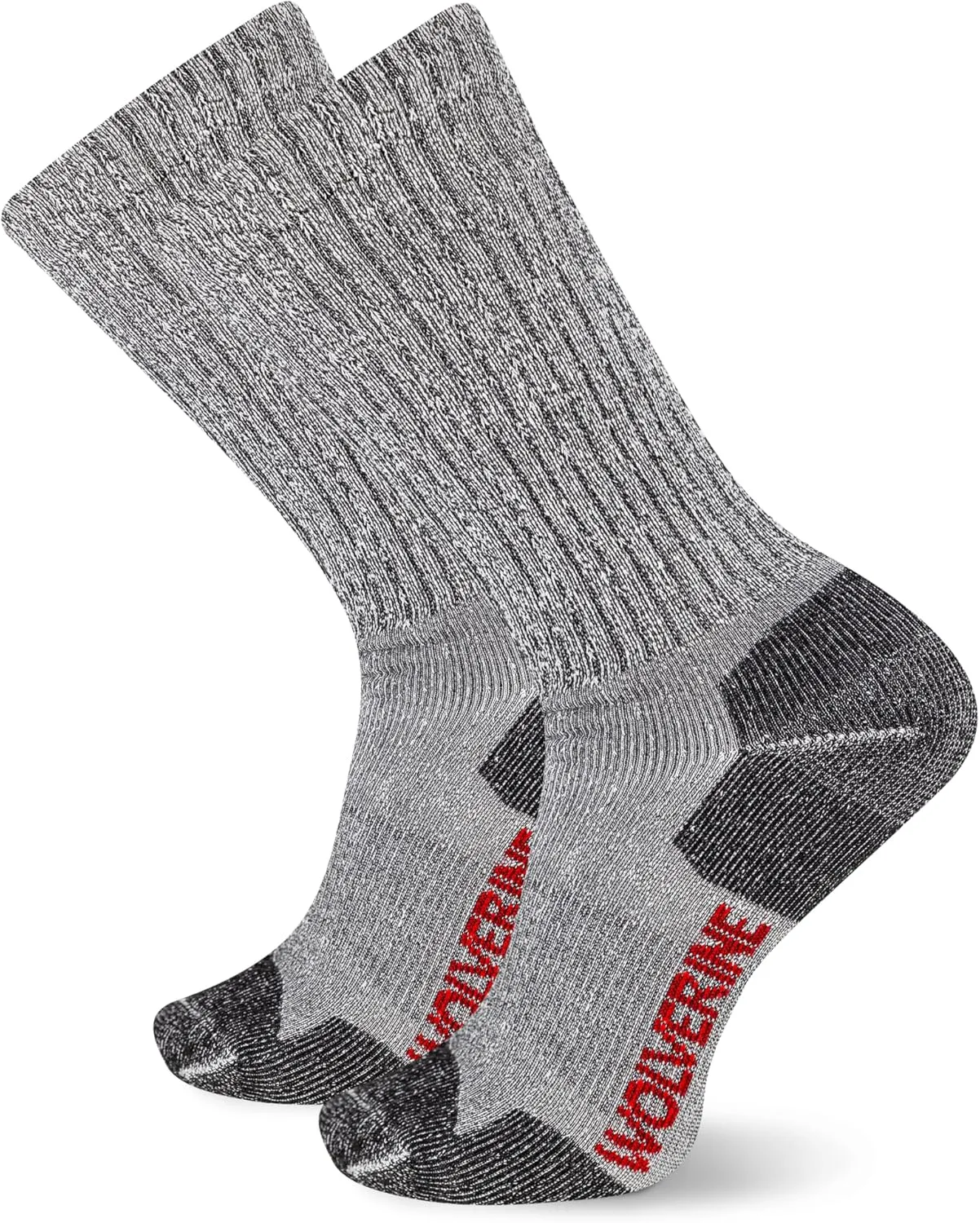 Wolverine Men's Safety Toe Work Boot Crew Socks with Durable Cushioning (2 Pairs)