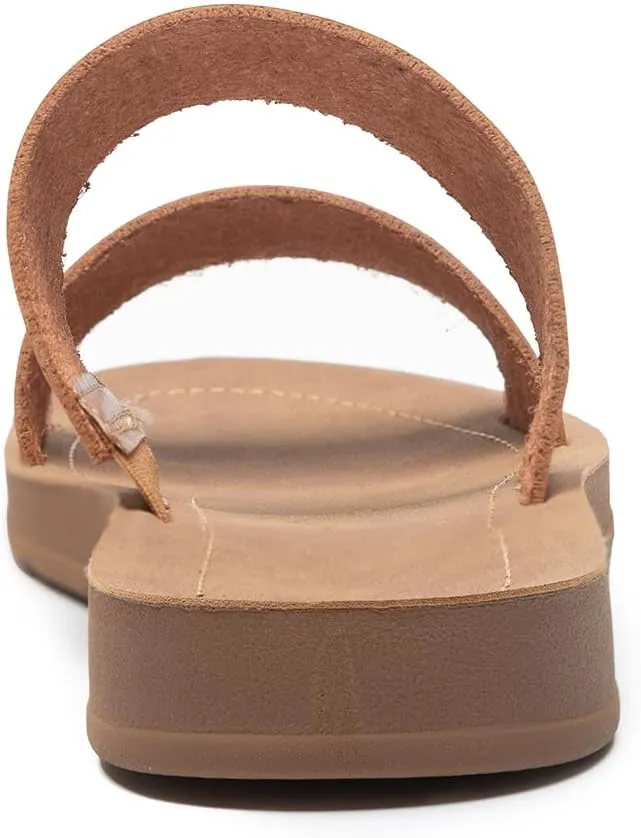 Women Casual Open Toe Two Bands with Elastic Fashion Slide Flat Sandal
