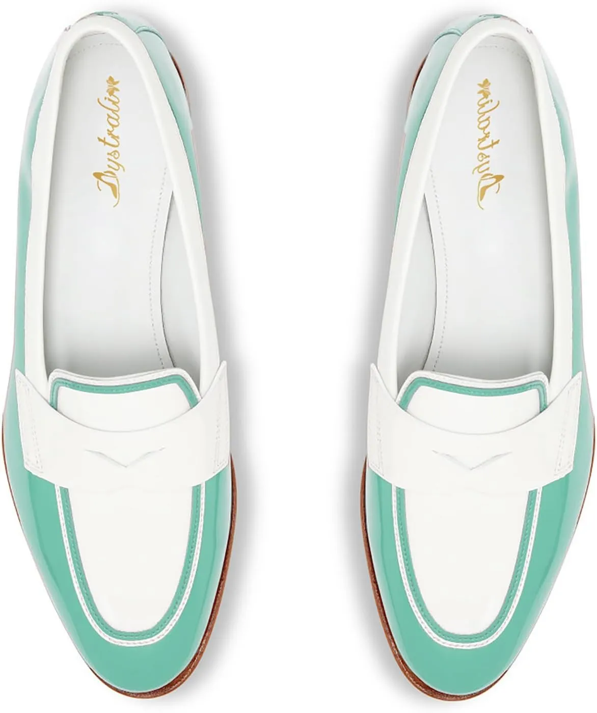 Women Patent Slip On Loafer Flats Two Tone Round Toe Flat Heel Penny Loafers Casual 1 inch Low Heel Loafer Dress Shoes Oxford Comfort Chic Colorblock Office Ladies Basic 4-11 M US