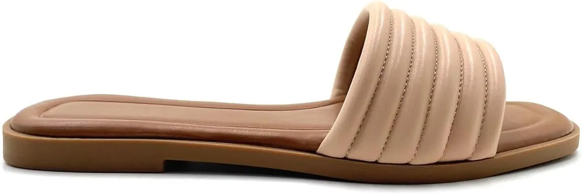 Women's Braided Detail Open Toe Flat Slide Sandals Marie-3