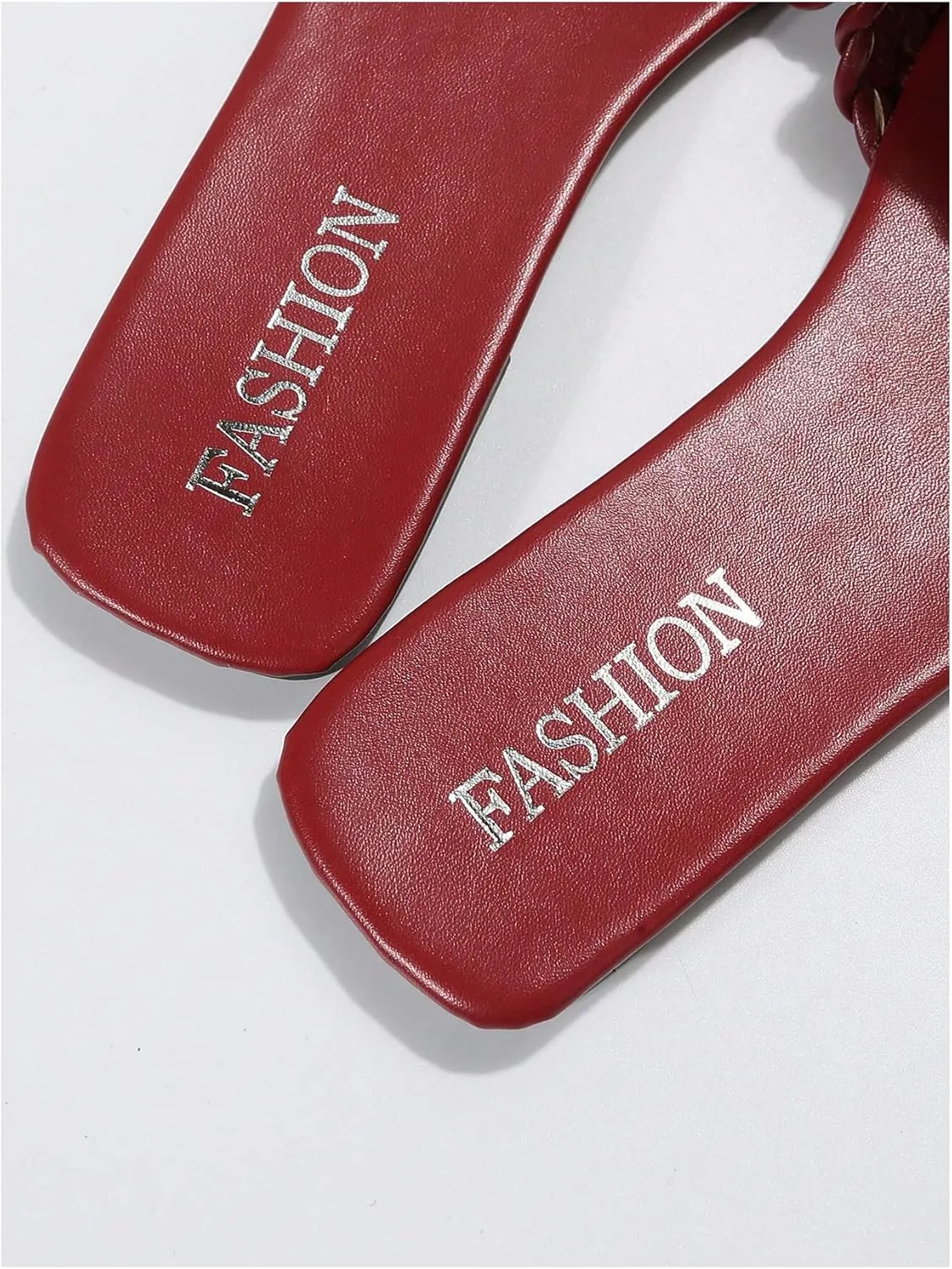 Women's Braided Flat Sandals Woven Square Open Toe Slip on Beach Slide Sandals