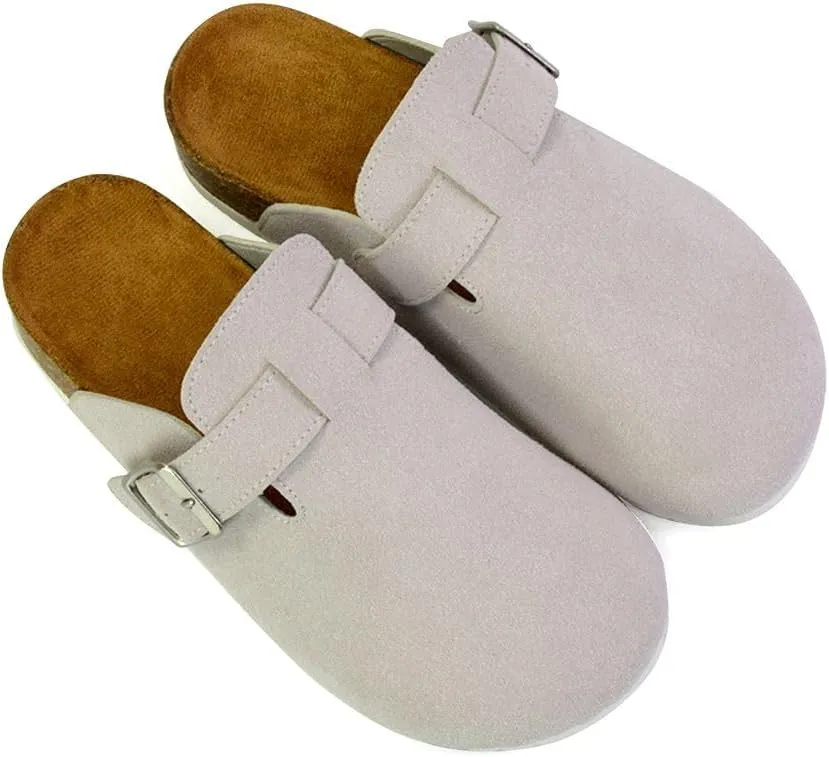Womens Clogs Slider Ladies Casual Slip On Mule Flat Footbed Soft Cork Round Close Toe Shoes Size 3-8