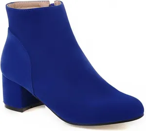 Women's Closed Round Toed Ankle Boots Round Toe Chunky Party Club Zipper Solid Shoes Cosplay Formal Occasion Concise Classic Suede Comfy Block Mid Heeled Booties