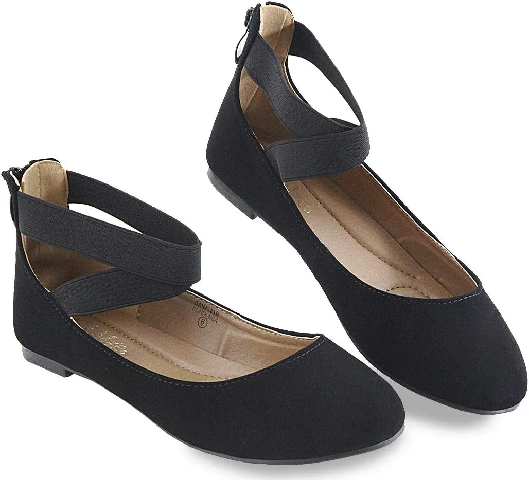 Womens Dana Closed Toe Ankle Strap Slide Flats