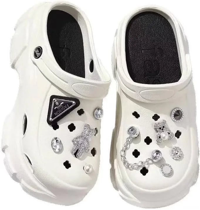Women's DIY Platform Clogs Slip On Slides Shoes Beach Sandals Gardener Clog Hight Heels Mule Slippers Garden Shoes Sandals