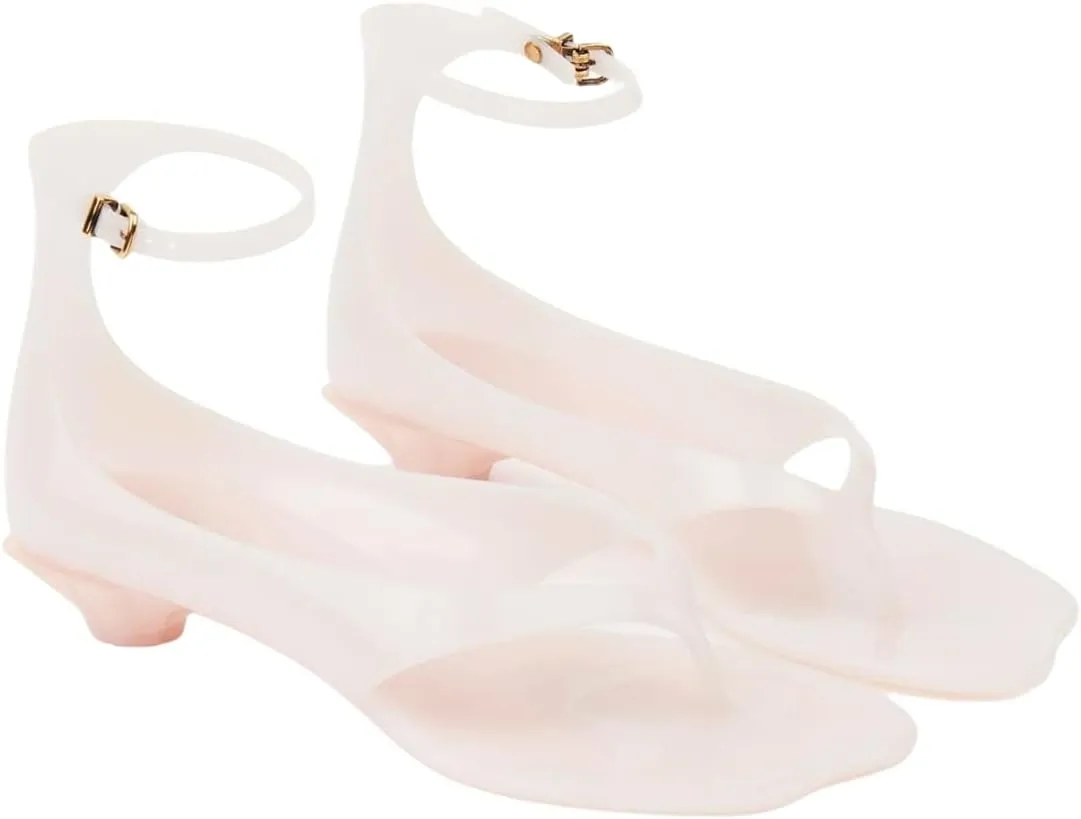 Women’s Flip Flop Kitten Heels – Jelly Thong Heeled Sandals with Clear Strap, Transparent Low Heel Mules, Stylish Thong Kitten Heels for Summer, Casual Dress Sandals