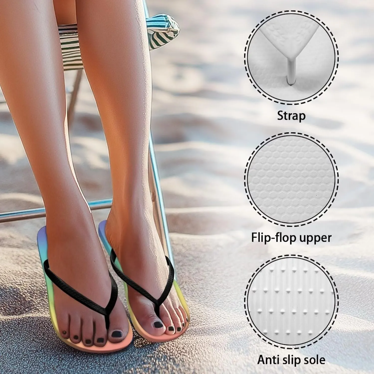 Women's Flip-Flops Colorful Patterns Slippers Women's Casual Sandals Indoor Outdoor