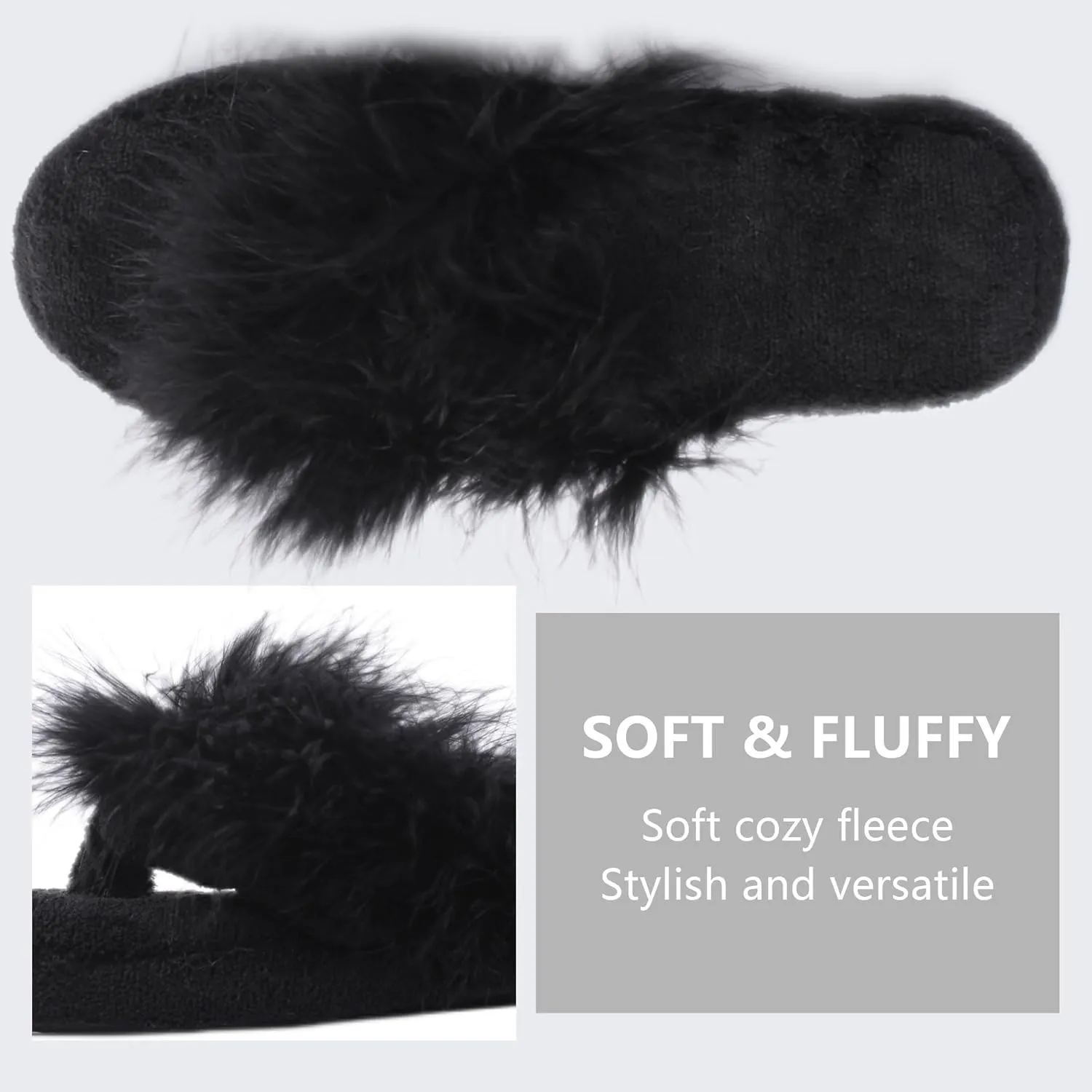 Women's Girls Soft Fluffy Indoor House Flip-Flops Non-Slip SPA Thong Slippers