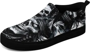 Women's Gothic Skull Canvas Slip-On Flat Shoes Men's Low top Dark Art Rose Stylish Sneakers Comfort Fashion Streetwear