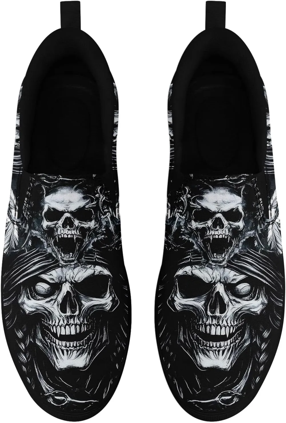 Women's Gothic Skull Canvas Slip-On Flat Shoes Men's Low top Dark Art Rose Stylish Sneakers Comfort Fashion Streetwear
