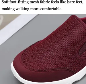 Women's Knitted Breathable Lightweight Slip-On Sports Mules Comfortable Non-Slip Backless Walking Shoes for Hiking House Traveling