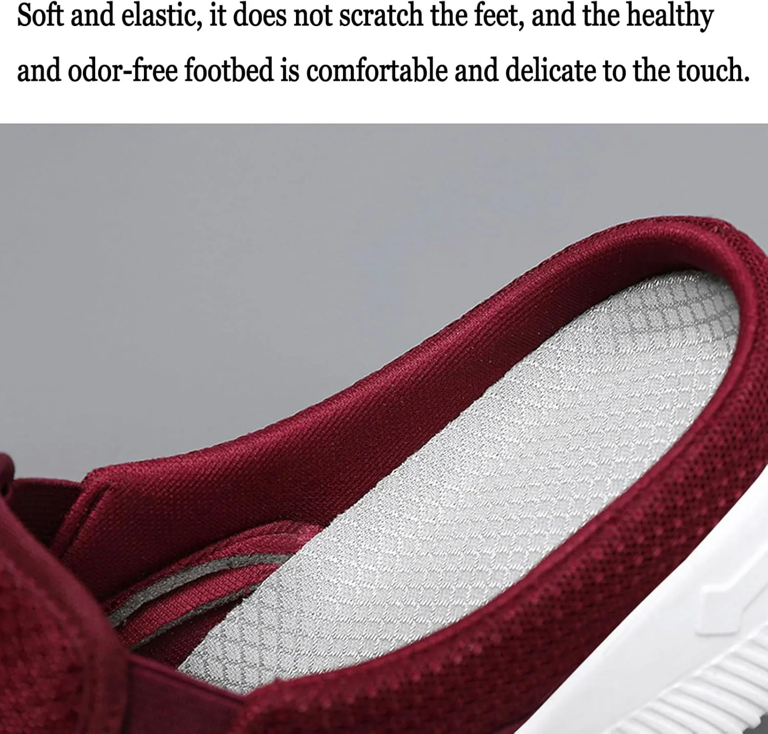 Women's Knitted Breathable Lightweight Slip-On Sports Mules Comfortable Non-Slip Backless Walking Shoes for Hiking House Traveling
