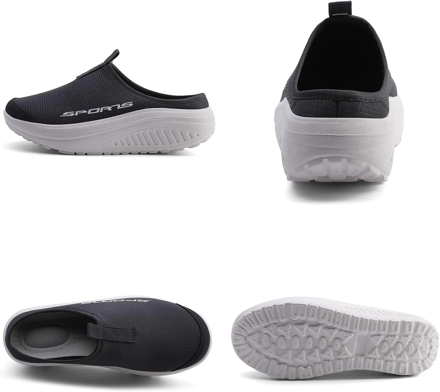 Women's Knitting Platform Slip-On Mule Walking Shoes with Arch-Support Comfort Round Toe Wedge Soft Sole Mesh Open Back Clog Rocking Shoes Lightweight Indoor Outdoor House Slippers