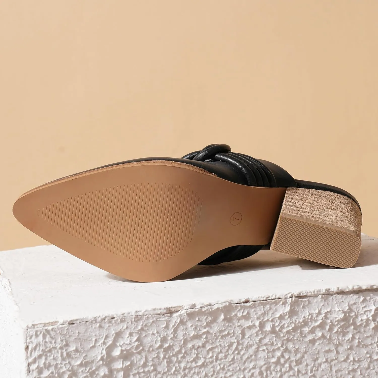 Women's Knotted Mule Western Mule Stacked Block Heels Mules Comfort Pointed Toe Slip on Slides Loafer Shoes