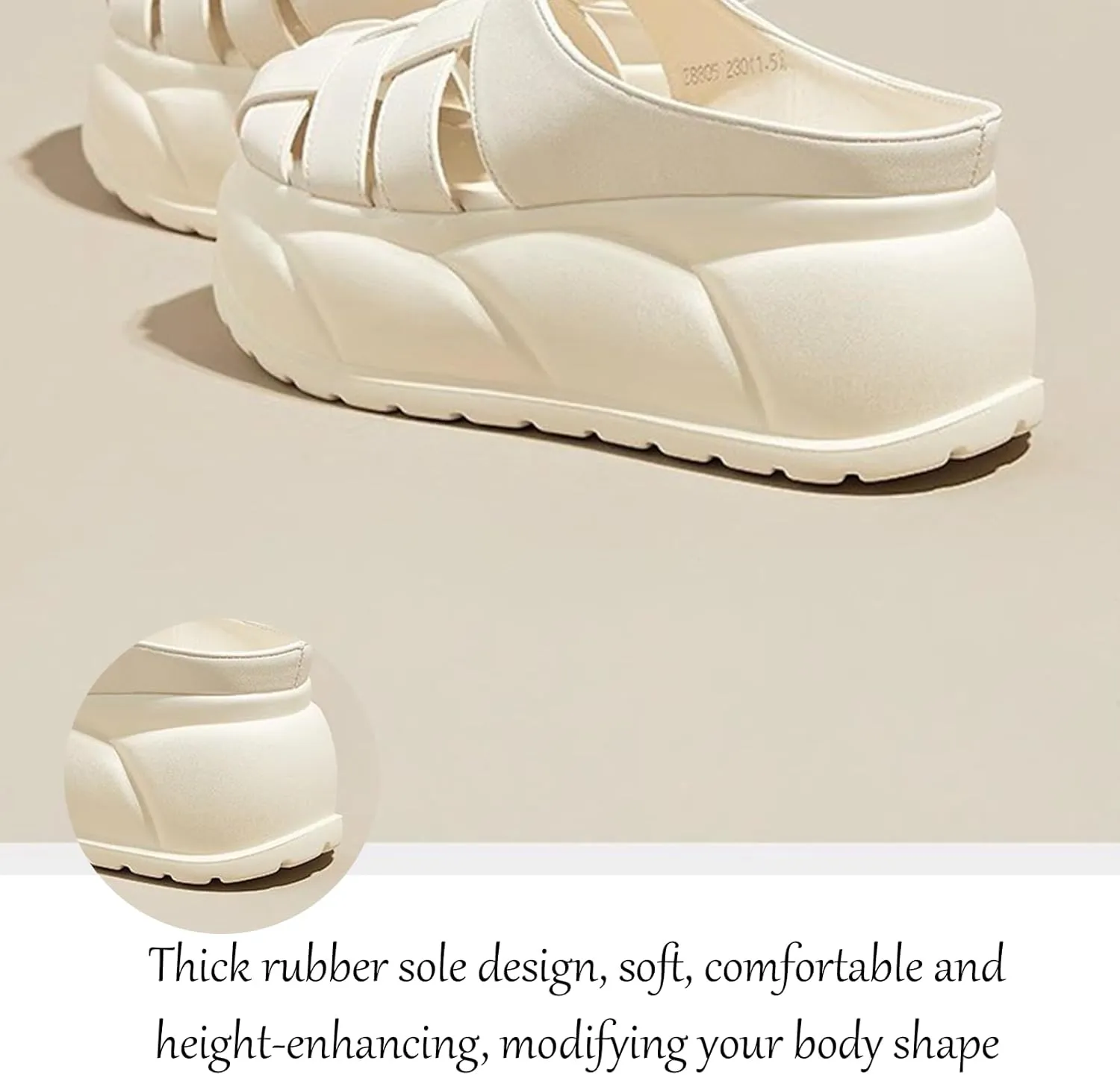 Women's Leather Braided Platform Heightened Mule Sandals Comfortable Closed Wide Toe Cloud Chunky Platform Non-Slip Half Slingback Dress Slippers Casual Summer Mule Clogs