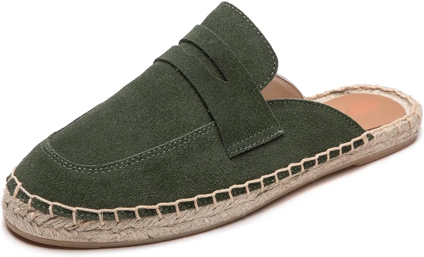 Women's Mule - Soft and Comfortable Women's Flat Mule Slippers, Non Slip Cowhide Flat Shoes, Suitable for Work, Vacation, Beach, Vacation, Shopping