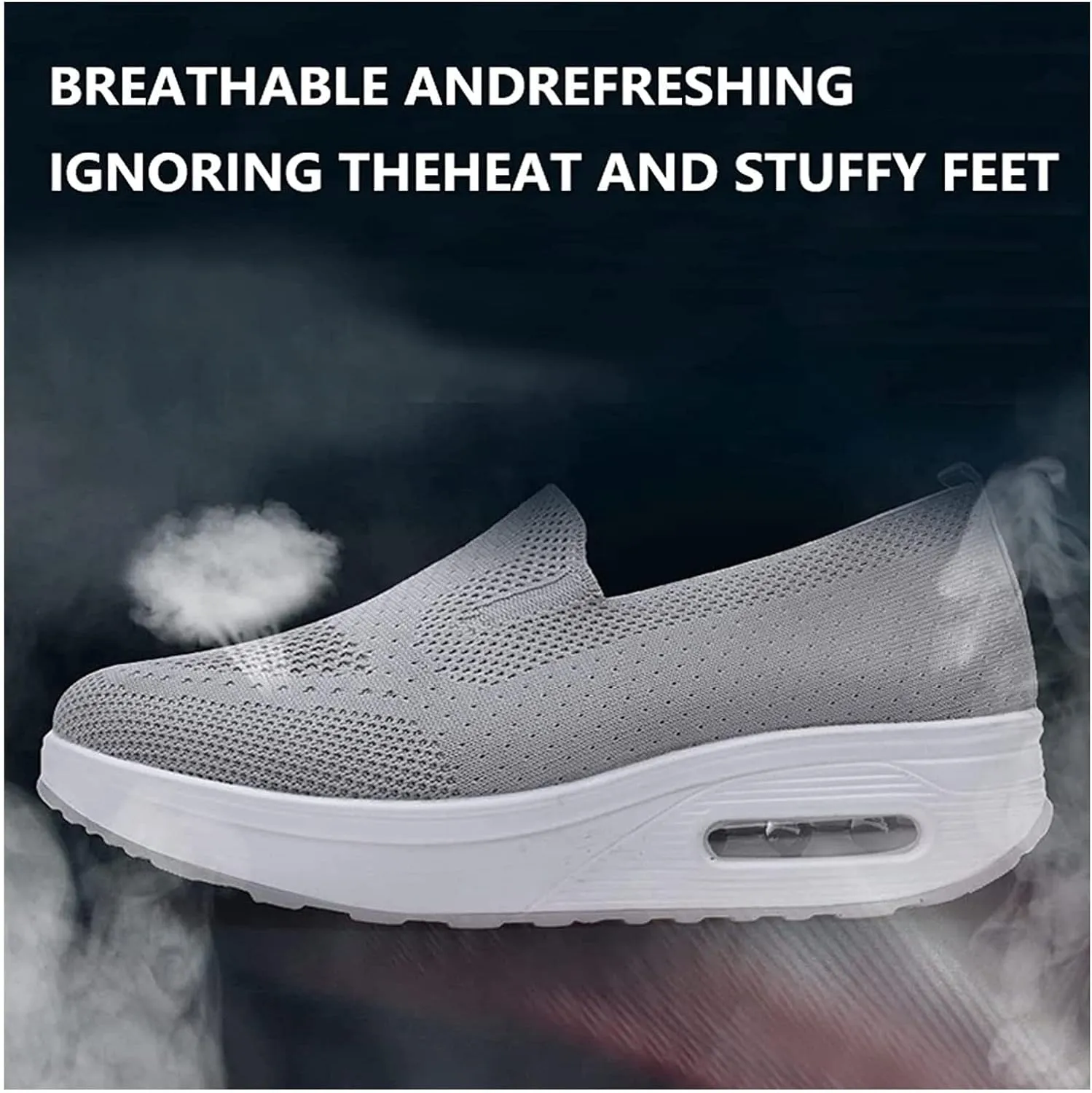 Women's Orthopedic Sneakers, 2023 New Air Cushion Non-Slip Walking Shoes, Breathable Mesh Platform Sneakers, Arch Support Orthopedic Stretch Shoes for Women