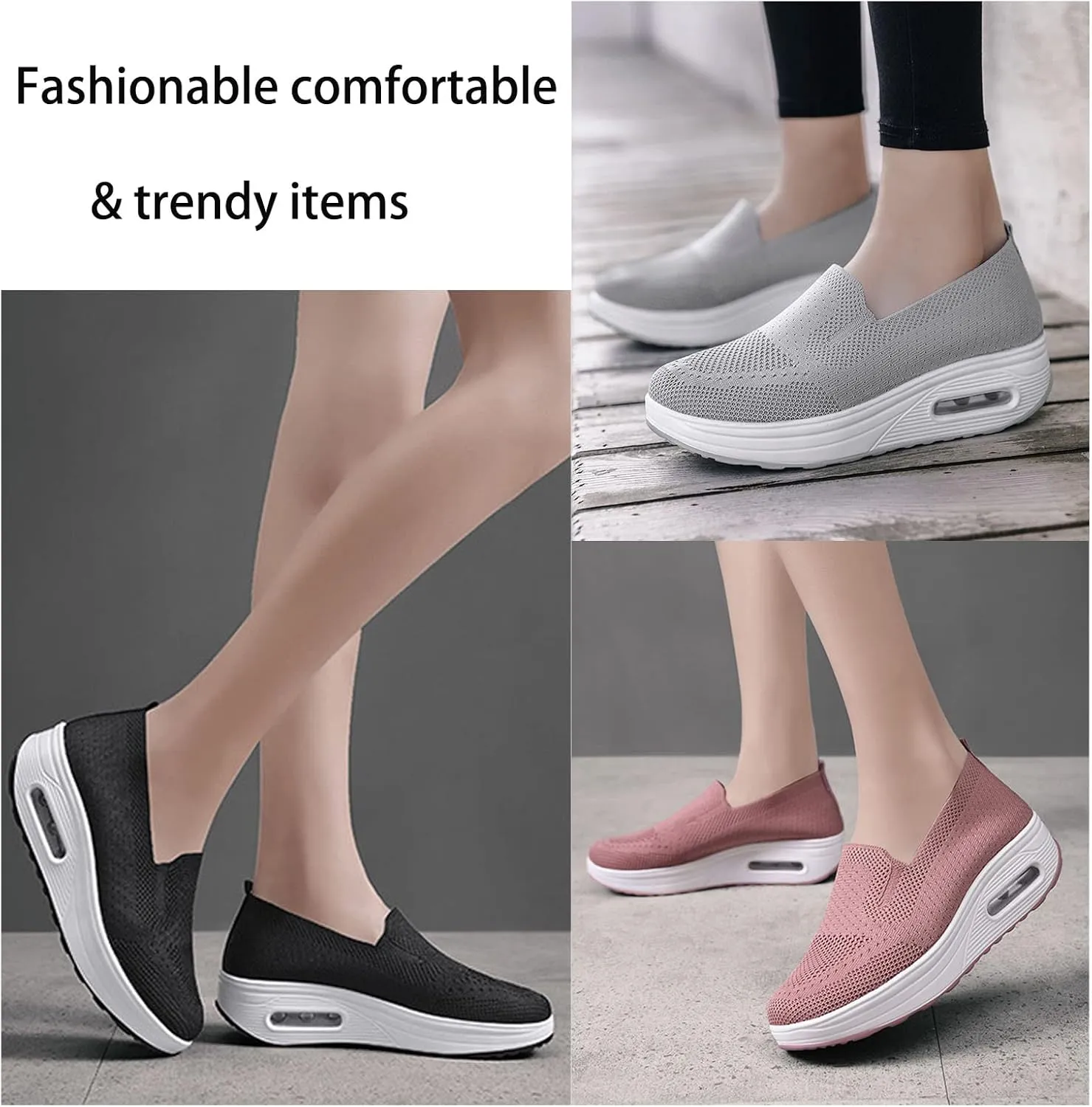 Women's Orthopedic Sneakers, 2023 New Air Cushion Non-Slip Walking Shoes, Breathable Mesh Platform Sneakers, Arch Support Orthopedic Stretch Shoes for Women