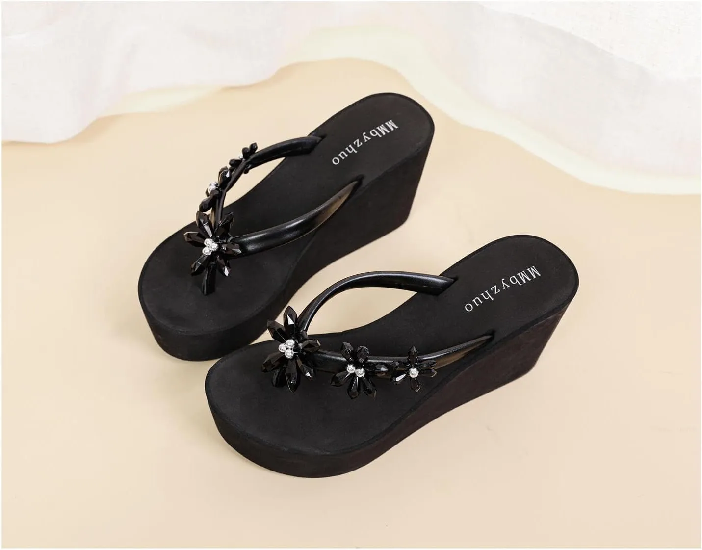 Womens Platform Flip Flops Wedges Sandals for Women wedge flip flops Flats Summer Comfort Thong Sandals Wedge Heels for Women