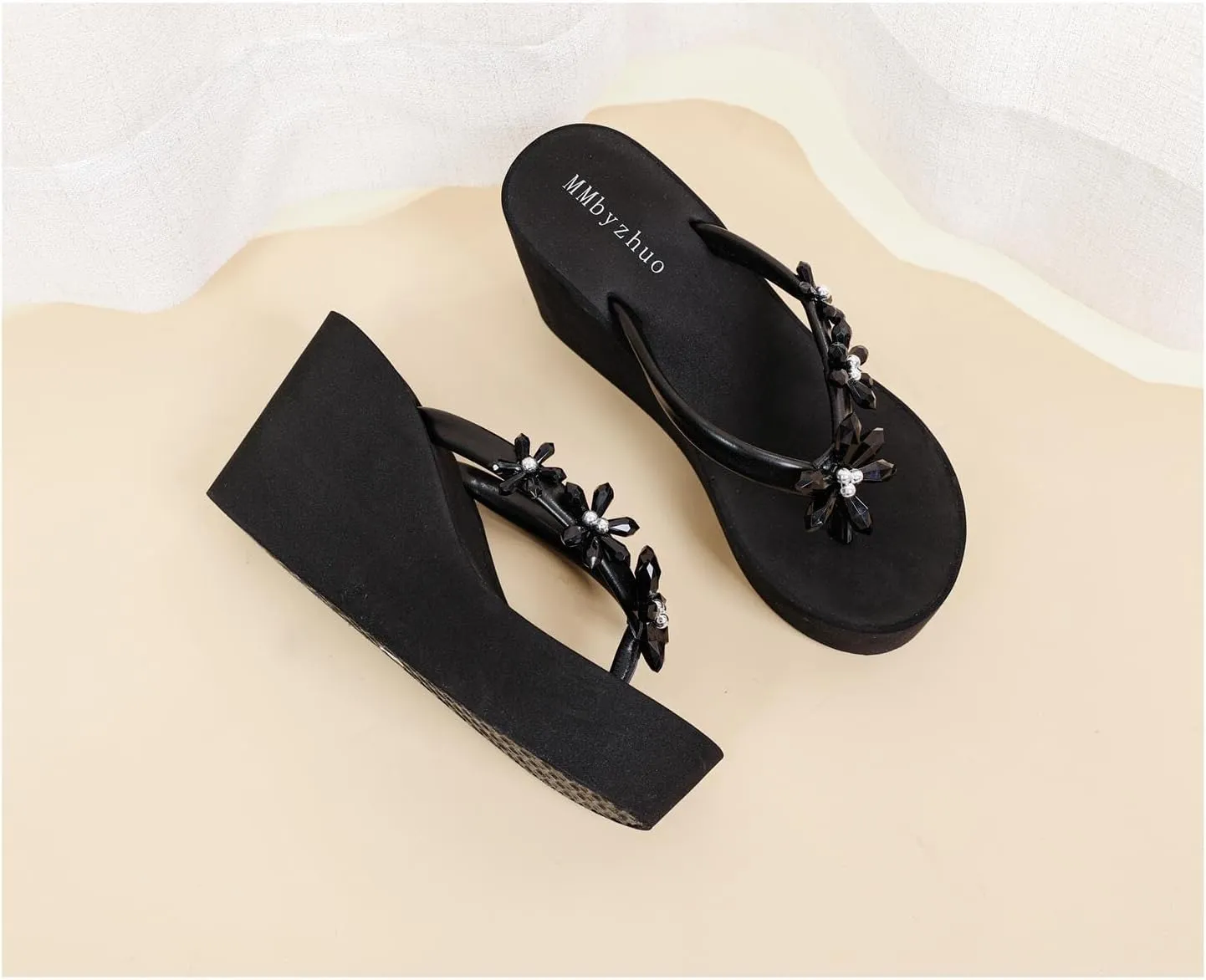 Womens Platform Flip Flops Wedges Sandals for Women wedge flip flops Flats Summer Comfort Thong Sandals Wedge Heels for Women
