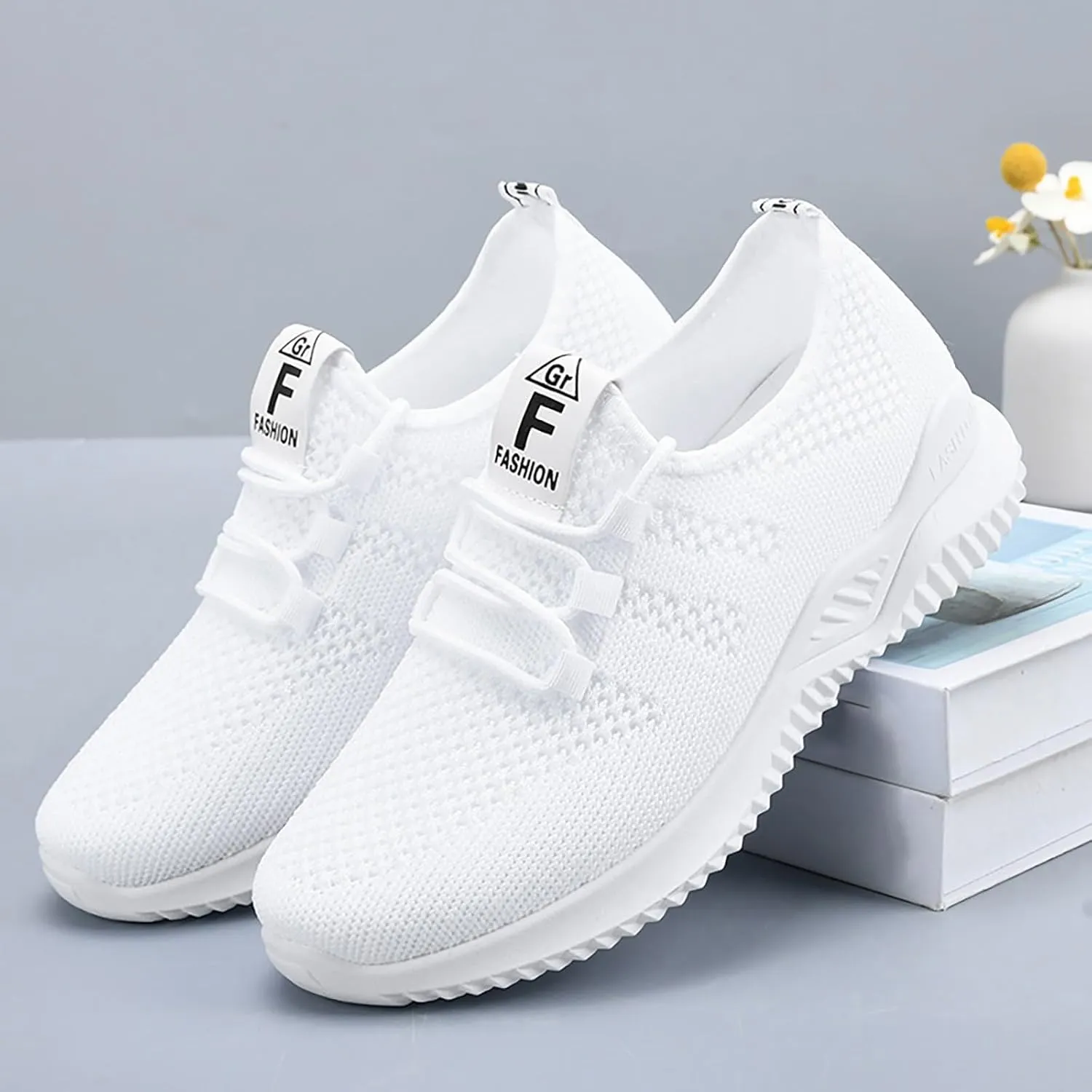 Womens Running Shoes Slip On Arch Support Orthopedic Shoes Non Slip Mesh Breathable Sneakers Lightweight Athletic Gym Workout Tennis Training Sneakers for Summer
