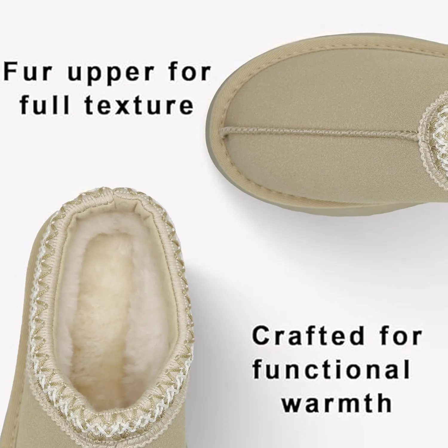 Women's Slippers Platform Mini Boots Short Ankle Boot Women Slippers Slip on Fur Fleece Lined Short Ankle Boot for Indoor Outdoor