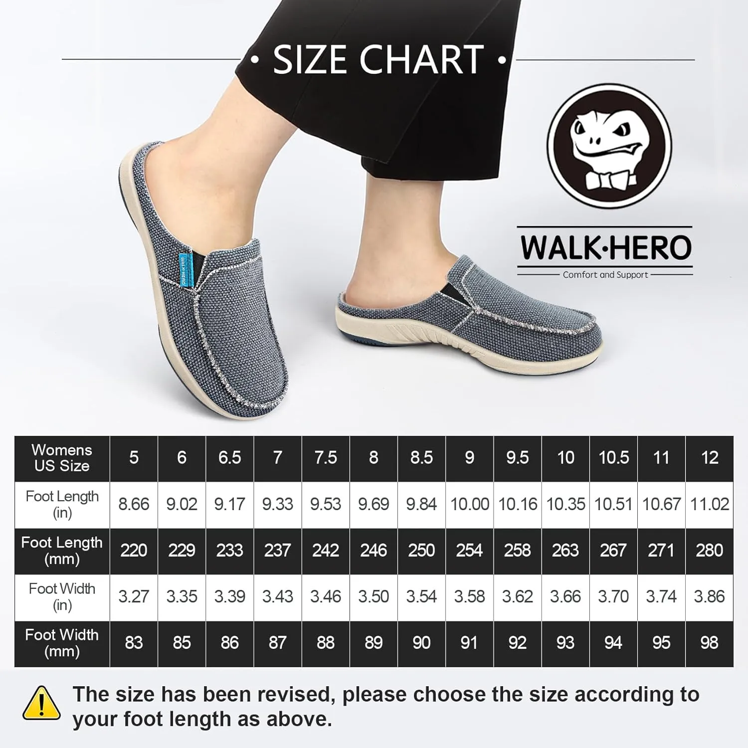 Womens Slippers with Arch Support, Walkhero House Orthopedic Slippers for Women with Suede Insole and Velvet Lining, Slip on Clog Indoor Outdoor House Shoes with Anti-Skid Rubber Sole