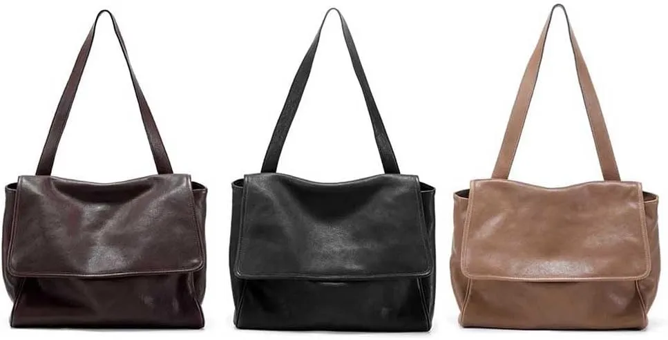 Women's soft leather handbag large capacity shoulder bag, flip cover mailman leather shoulder bag