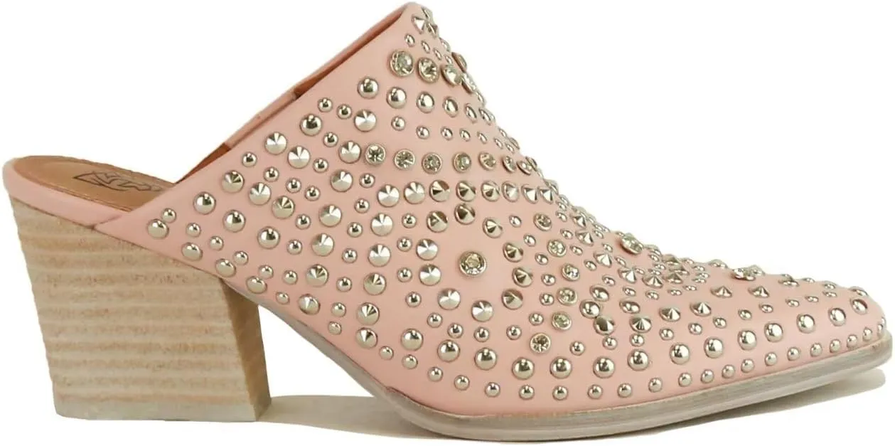 Women's Studded Mule Western Mule Stacked Block Heels Mules Comfort Pointed Toe Backless Slip on Slides Loafer Shoes