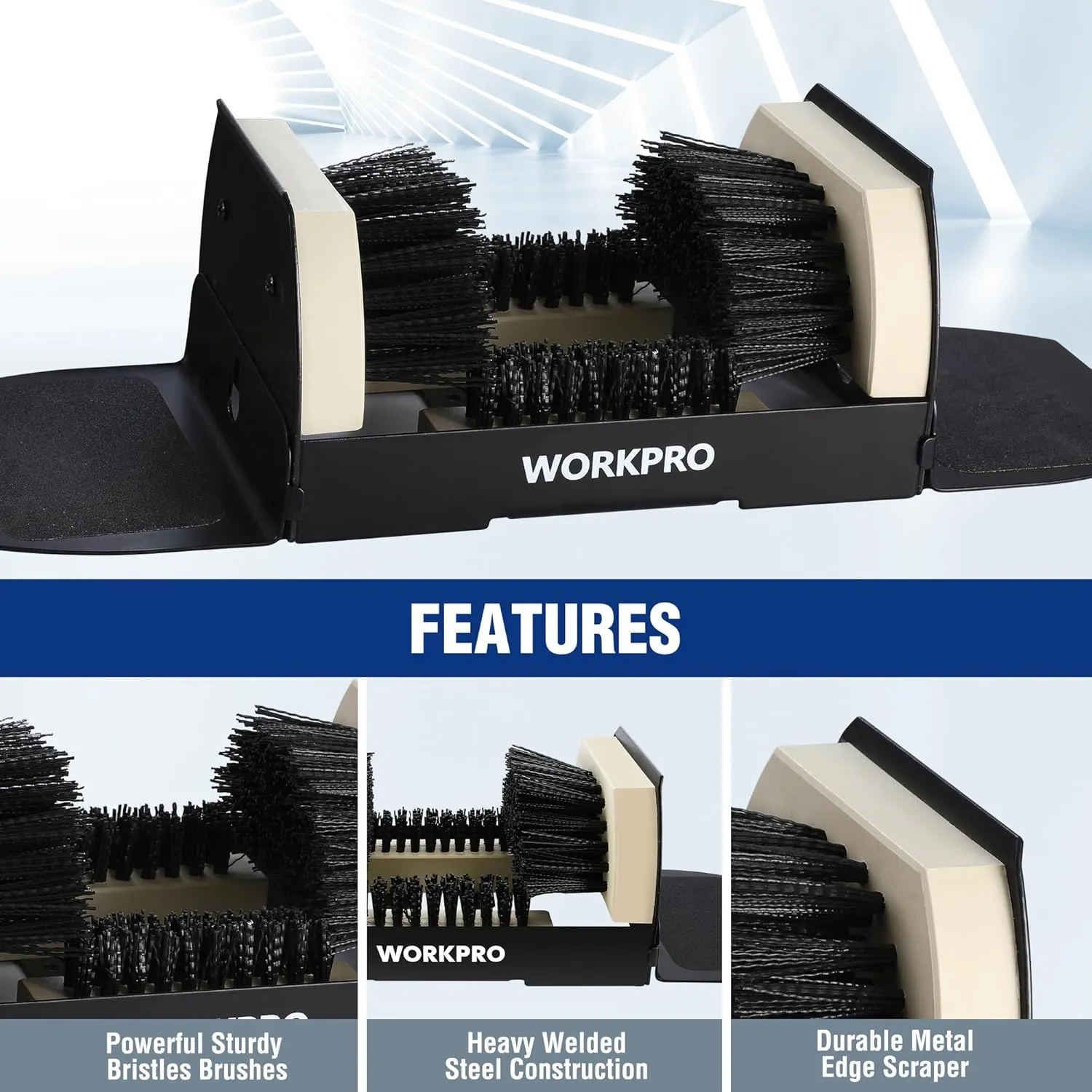 WORKPRO Boot Brush Scraper Outdoor, Shoe Cleaner Brush, Boot Scrubber, Heavy Duty Boot Cleaning Brush, 2 Pack