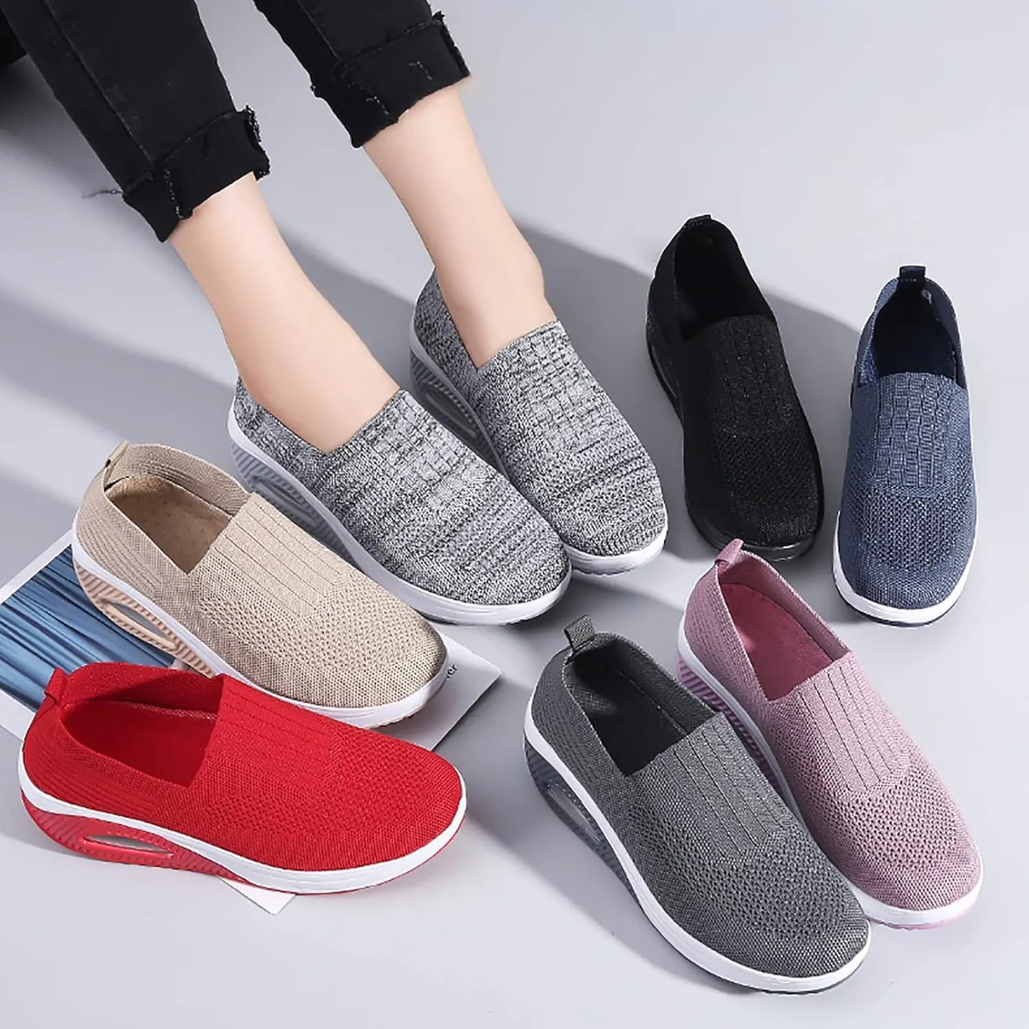 XIRUJNFD 2023 New Women's Orthopedic Sneakers, Air Cushion Orthopedic Shoes for Women, Orthopedic Slip On Shoes for Women