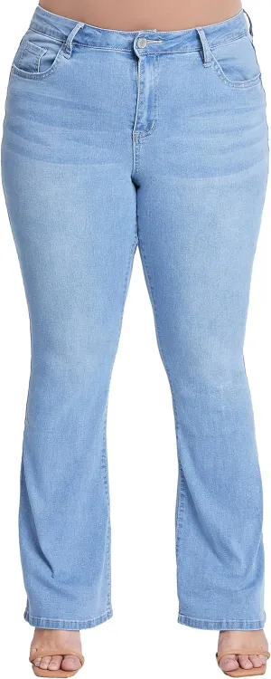 YMI Women's Junior Plus Size Basic Flare Jean