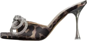 Yolkomo Women's Clear Rhinestone Double Crystal Bow Heels Square Open Toe