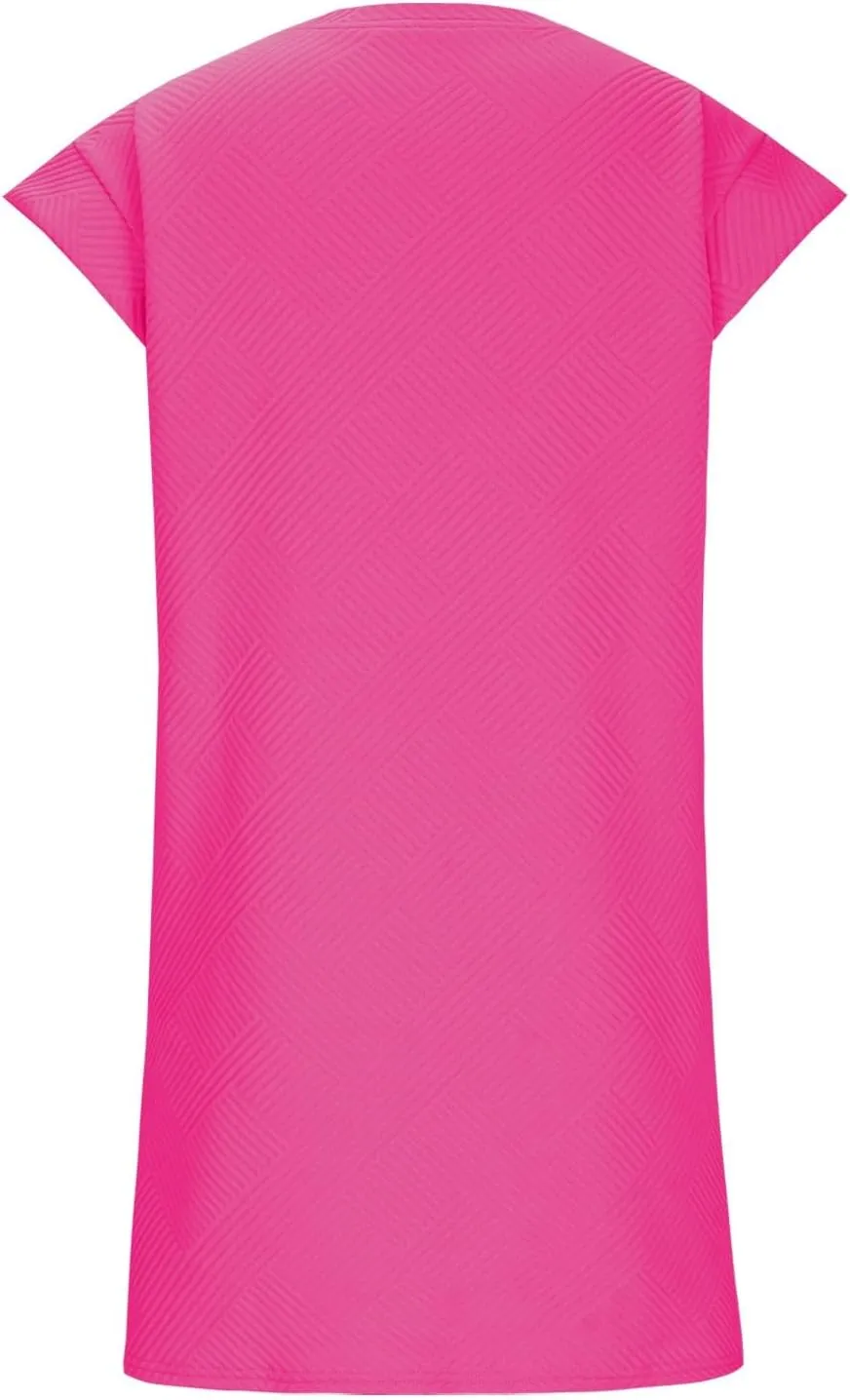 ZDRZK Dresses for Women Casual Cap Sleeve Solid Color Work Sundresses with Pockets Summer Loose Fit Crewneck Mini Dress