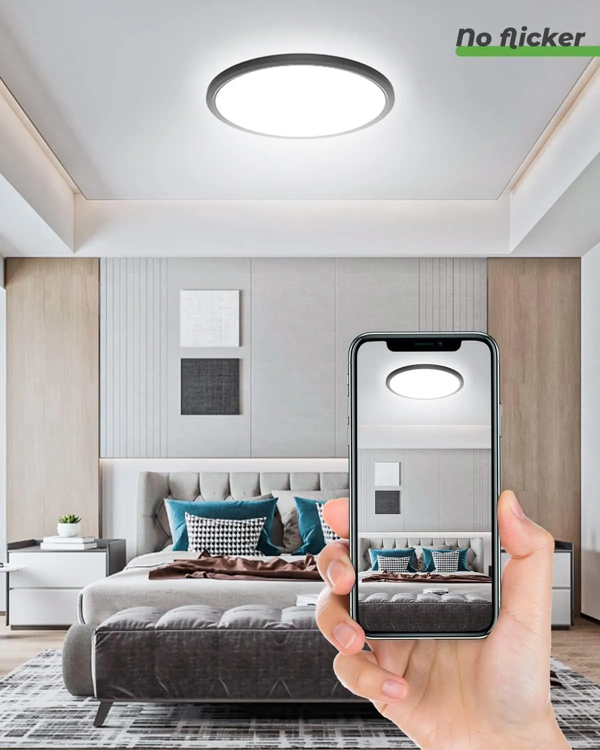 zemty 6Pack 12 Inch LED Flush Mount Ceiling Light, 28W 3200lm Black Thin Flat Surface Mount Lights, 3 Color Temperature in One 3000k/4500k/6000K Low Profile Lighting Fixture for Bathroom Kitchen