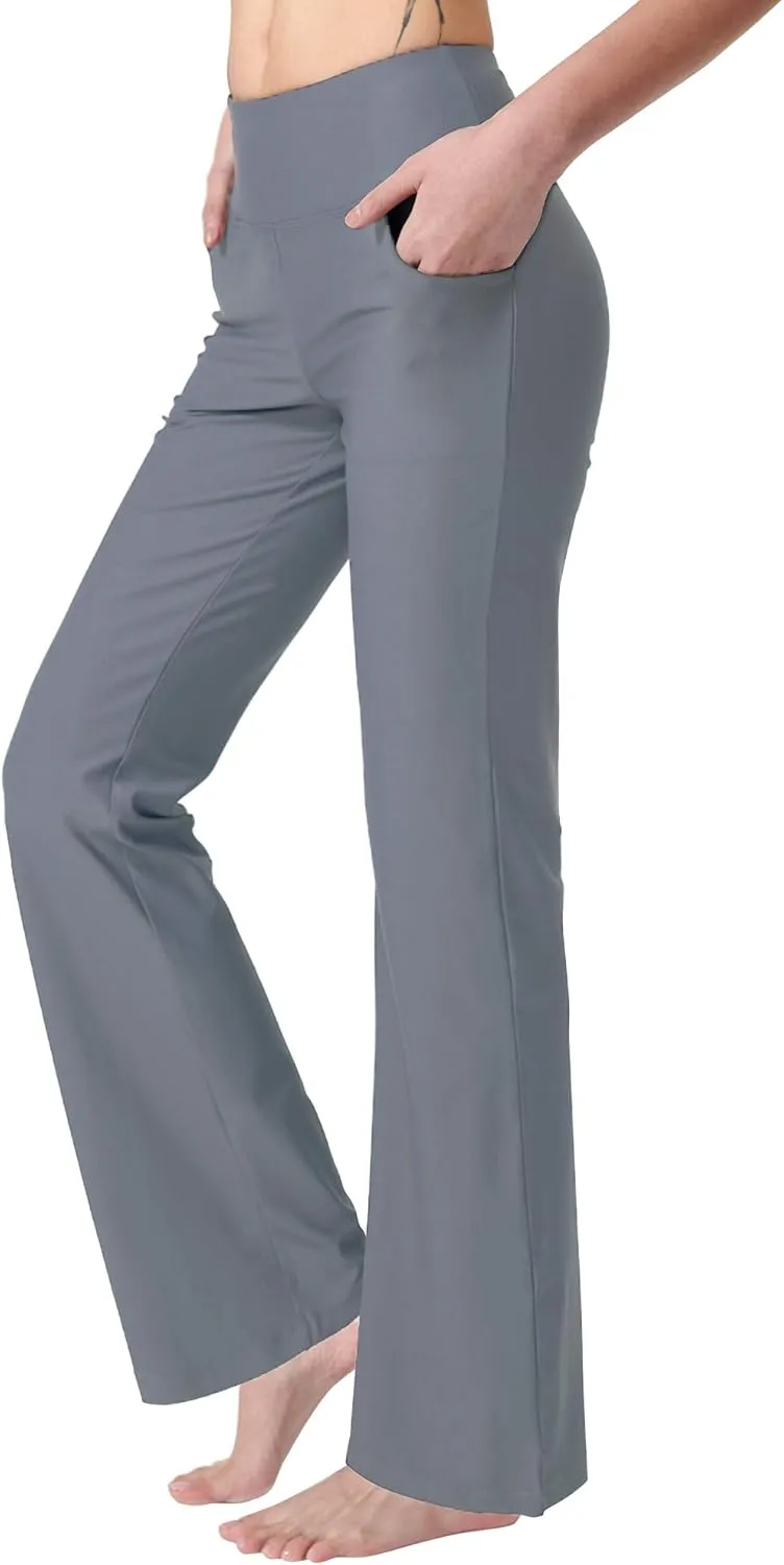 Zeronic Bootcut Yoga Pants for Women with Pockets High Waisted Workout Running Pants Tummy Control Long Bootleg Work Pants