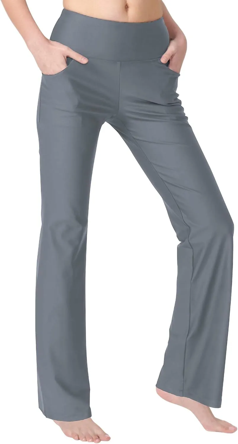 Zeronic Bootcut Yoga Pants for Women with Pockets High Waisted Workout Running Pants Tummy Control Long Bootleg Work Pants