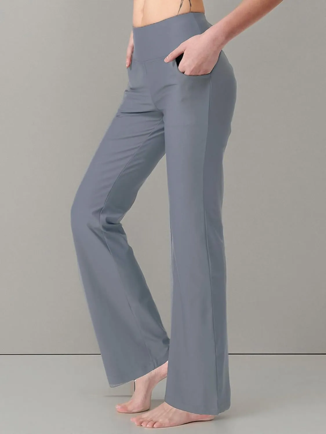Zeronic Bootcut Yoga Pants for Women with Pockets High Waisted Workout Running Pants Tummy Control Long Bootleg Work Pants