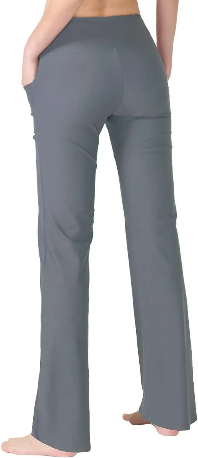 Zeronic Bootcut Yoga Pants for Women with Pockets High Waisted Workout Running Pants Tummy Control Long Bootleg Work Pants
