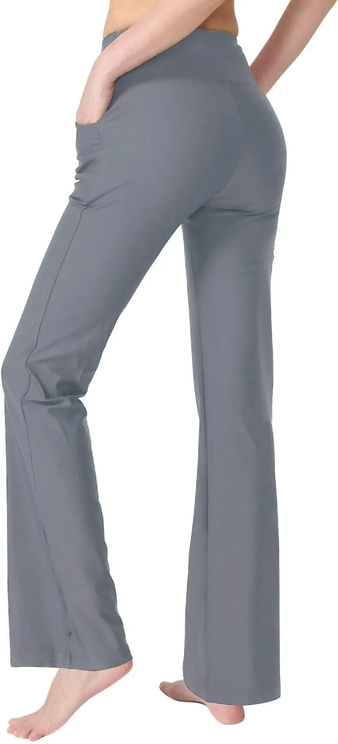 Zeronic Bootcut Yoga Pants for Women with Pockets High Waisted Workout Running Pants Tummy Control Long Bootleg Work Pants